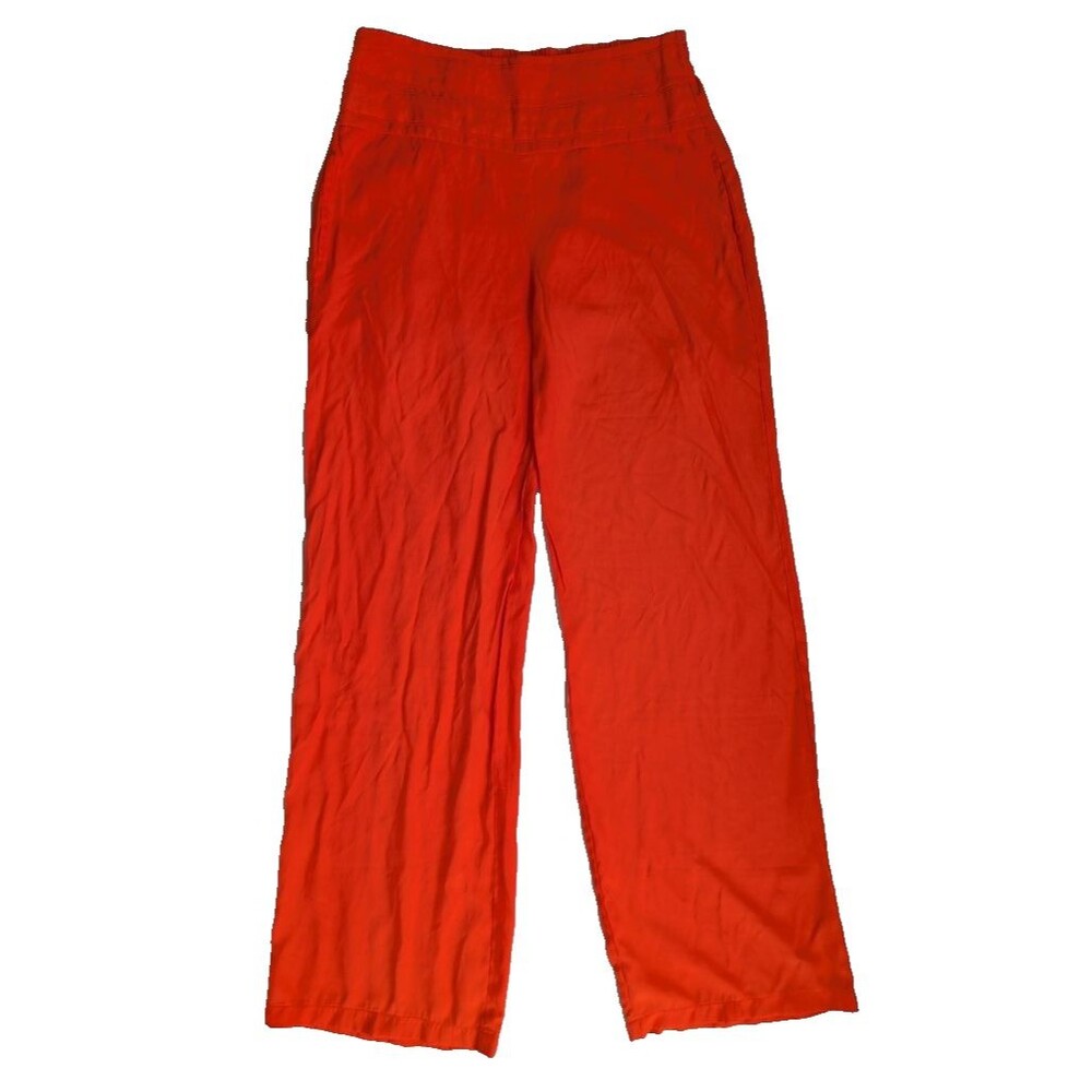 Nicola Women's S Orange Red Wide Leg Pull-On Pants 60% Cotton EUR 36 NICO LA